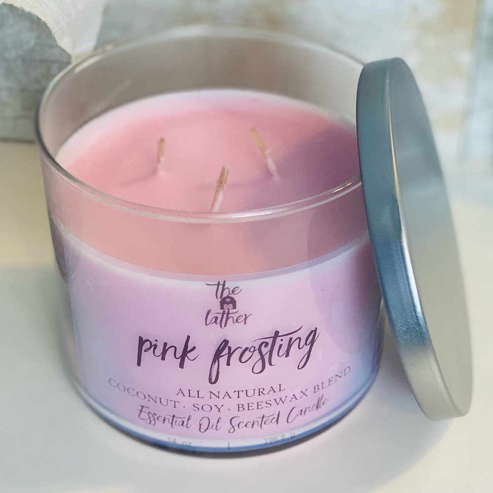 Pink Frosting E-Oil Scented Beeswax Blend Candle - Picture 2 of 2